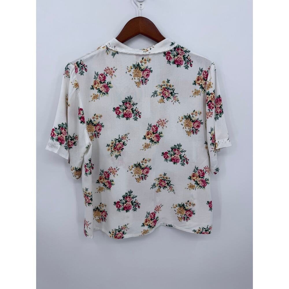 April Cornell Estella Floral Blouse Rayon Lace Collar Boho Medium CottageCore - Picture 6 of 9